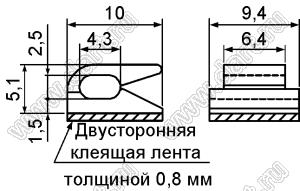 WC-6(3M) зажим проводов на самоклеящейся площадке; 10,0x9,4мм; нейлон-66 (UL); натуральный