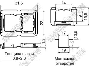 SQB-4(B) изолятор проходной квадратный; нейлон-66 (UL); черный