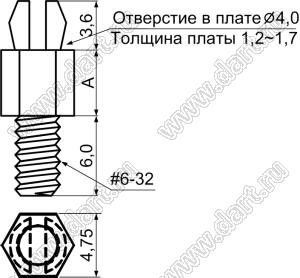 MSPS-2S фиксатор платы с защелкой в плату; нейлон-66 (UL); натуральный; A=2,0мм; B=3,0мм