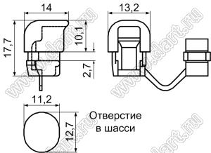 SB4L-4 изолятор проходной квадратный; сечение кабеля=3x6,6мм; нейлон-66 (UL); черный