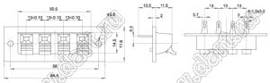 WP4-409B блок безвинтовых зажимов для 4 проводов акустических систем