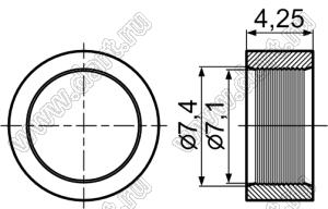 LED5-2 (A+B) держатель 5мм светодиода на панель; черный; C=5,1мм; нейлон-66 (94V-2)