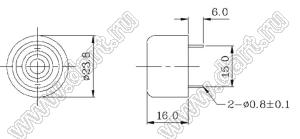 HPA-24DX (KPEG202T-1, FY24C, FY550KAS, KPE-202A, HY2316-AX, 2316) CHINA излучатель звука с генератором; F=3000Гц; U=3,0...20В