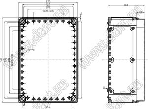 Case 11-19T корпус пластиковый влагозащищенный 250x360x155 мм с прозрачной крышкой