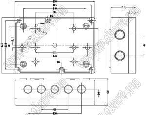 Case 11-26T корпус пластиковый влагозащищенный 180x125x56 мм с прозрачной крышкой