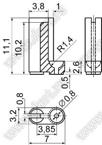 RPCL-11PPS(B) подставка под резистор угловая; полифениленсульфид PPS (UL); черный