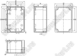 Case 11-4T корпус пластиковый влагозащищенный 100x68x50 мм с прозрачной крышкой; пластик ABS/поликарбонат