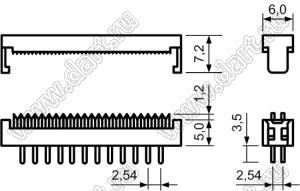 4403-24 (FDC-24) колодка IDC, шаг 2,54x2.54 мм на плоский кабель (шлейф) с шагом 1,27 мм для монтажа в отверстия; 2x12-конт.