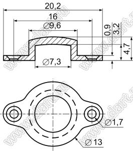 IRCV-1(PUE) инфракрасный фильтр дистанционного управления (ДУ) на шасси ЖК-телевизора; поликарбонат (UL); пурпурный