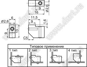 PMB-1 уголок крепежный; нейлон-66 (UL); натуральный