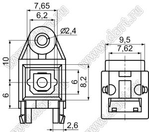 PLT130T держатель фототранзистора, нейлон 66 (94V-2); нейлон-66 (UL) +15%GF; черный