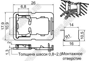 SQB-5 изолятор проходной квадратный; нейлон-66 (UL); черный