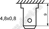 KCD1-109-101O31NW переключатель клавишный ON-OFF; 20,6x15,0мм; 2/8A 250V AC; толкатель коричневый/корпус белый; без подсветки;  маркировка - точка; терминалы 4,8x0,8мм