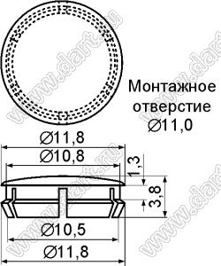 MHE-11(R) заглушка круглого отверстия; Dотв.=11,0мм; нейлон-66 (UL); 94V-0, 94V-2; красный; 1000
