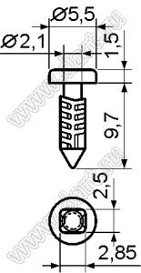 MBW-21 пистон монтажный; L=9,7мм; d отв.=3,0мм; нейлон-66 (UL); натуральный