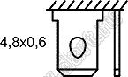 KCD1-PFW-104O81RB переключатель кнопочный (ON)-OFF; 21,5х15,2мм; 6A 250VAC/10A 125VAC; толкатель красный/корпус черный; без подсветки;  маркировка - нет; терминалы 4,8x0,8мм