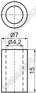 CYX LED-7G*15 стойка круглая D=7,0мм; d=4,2мм; A=15,0мм; нейлон-66 (94V-2); d=мм; D=мм; d=4,2мм; D=7,0мм; нейлон-66; натуральный; нейлон-66 (UL); нейлон-66 (UL)
