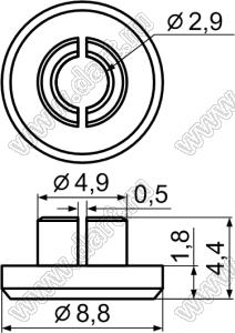 RSUA-1A(B) распорка круглая; полиоксиметилен POM (UL); черный