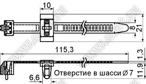 STC-175 стяжка кабельная с защелкой в панель; L=175,0мм; нейлон-66 (UL); черный