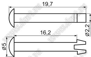 PNL-18 пистон монтажный; L=19,7мм; d отв.=3,0мм; нейлон-66 (UL); натуральный