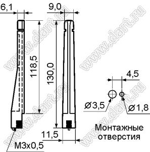 CGH-130 направляющая платы угловая; нейлон-66 (UL); натуральный