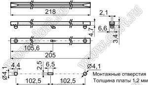 CGF-218 направляющая платы; L=218,0мм; поликарбонат PC (UL); черный