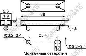 CG-38L направляющая платы; L=38,0мм; нейлон-66 (UL); натуральный