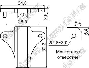 CP-35 выталкиватель платы; нейлон-66 (UL); натуральный