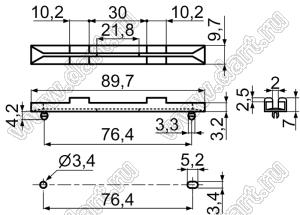 CG-9AL(B) направляющая платы; L=89,7мм; нейлон-66 (UL); черный