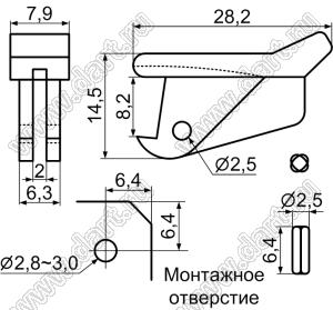 CP-30 выталкиватель платы; нейлон-66 (UL); натуральный