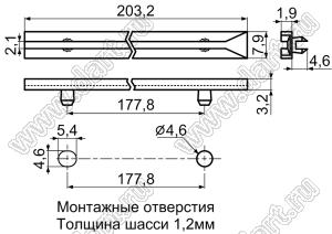 CG-203 направляющая платы; L=203,2мм; нейлон-66 (UL); натуральный