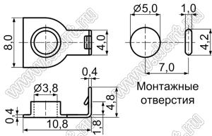 GND-12 терминал заземления для печатной платы под винтовое крепление М4; бронза фосфористая никелированная; 0,4мм