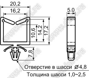 CHR-11 фиксатор жгута проводов с защелкой в панель; нейлон-66 (UL); натуральный