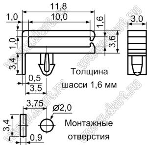 MIS-4 фиксатор жгута проводов с защелкой в панель; нейлон-66 (UL); натуральный