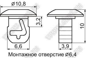 CCM-1 фиксатор кабельной стяжки с защелкой в панель; нейлон-66 (UL); натуральный