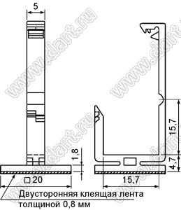 WLN-3(3M) зажим проводов на самоклеящейся площадке; 20,0x20,0мм; нейлон-66 (UL); натуральный