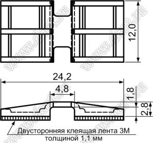 THU-1 площадка самоклеящаяся под стяжку; 24,2x12,0мм; нейлон-66 (UL); черный