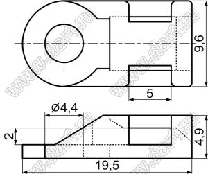 TH-1 (ATM-1S) фиксатор кабельной стяжки с отверстием под винт M4; 19,5x9,6мм; нейлон-66 (UL); натуральный