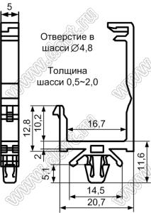 CHM-10 фиксатор жгута проводов с защелкой в панель; нейлон-66 (UL); натуральный