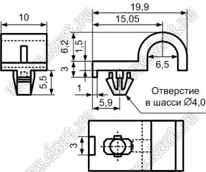 CLH-6 фиксатор круглого кабеля с защелкой в панель; нейлон-66 (UL); натуральный