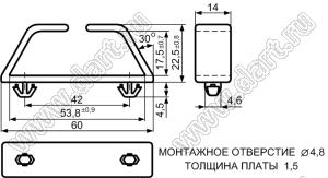 CHT-42(B) фиксатор жгута проводов с защелками в панель; нейлон-66 (UL); черный