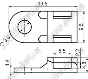 TH-3L фиксатор кабельной стяжки с отверстием под винт M3; 19,5x9,5мм; нейлон-66 (UL); натуральный