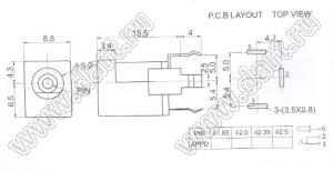 DC-013-2.5 гнездо питания на панель D=6,4мм; d=2,5мм