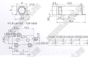 PJ-328 гнездо SMD стерео 3,5 мм на плату