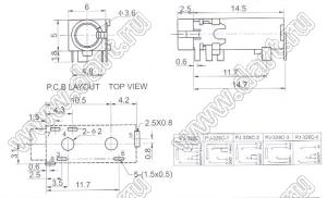 PJ-328C гнездо SMD стерео 3,5 мм на плату