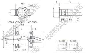 PJ-226 гнездо стерео 2,5 мм SMD