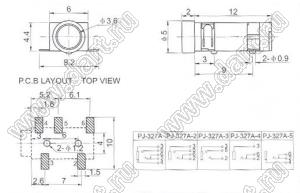 PJ-327A5P гнездо стерео 3,5 мм SMD