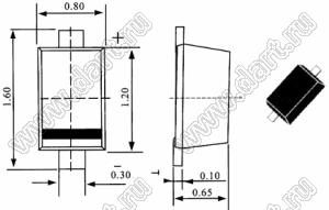 RB520G-30-E (SOD-723) диод Шоттки; Vr (max)=30В; Io=200мА; VF=0,6В