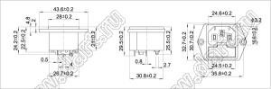 SP-862A2 (R-3013, AS-07, AC-03) вилка IEC60320(C14) сетевого питания с держателем предохранителя на винтах на панель