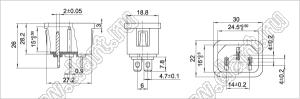 SP-864A3 вилка IEC60320(C14) сетевого питания с защелками на панель